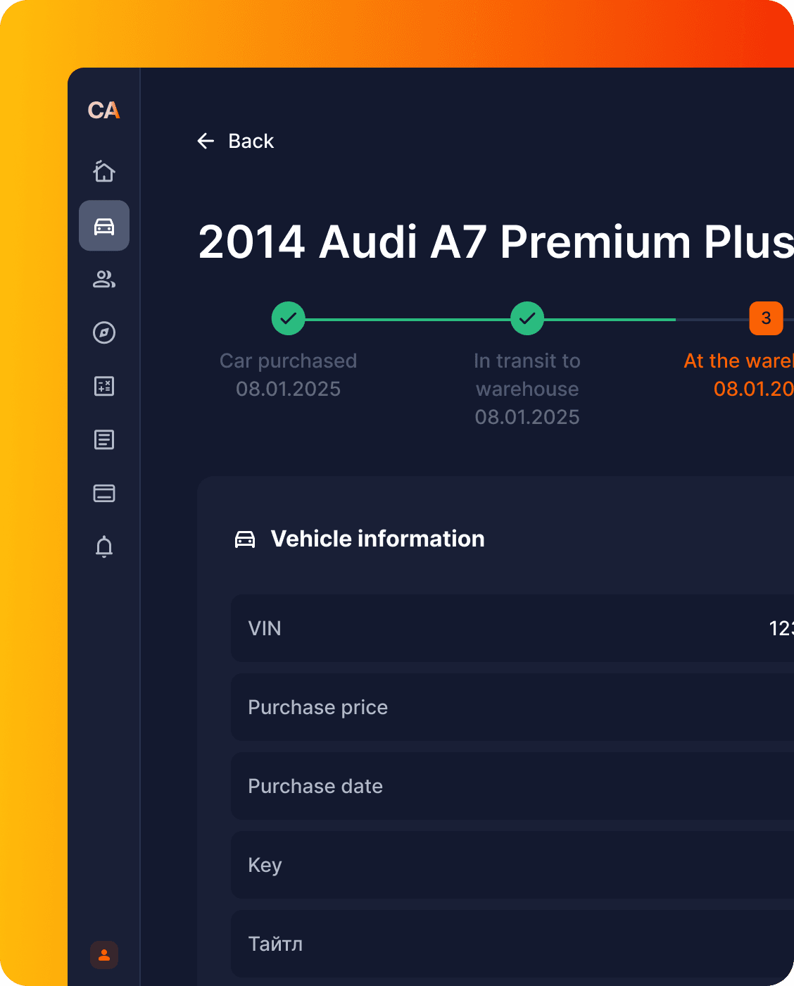 Car delivery details from USA