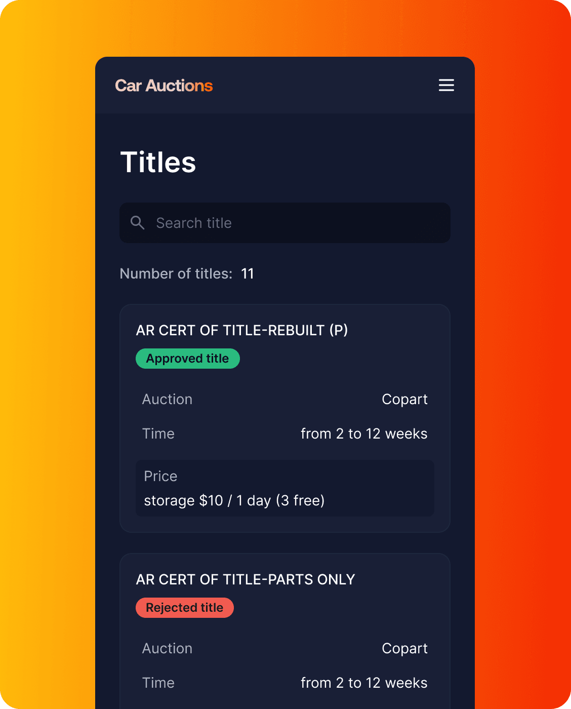 Car titles for import to Ukraine