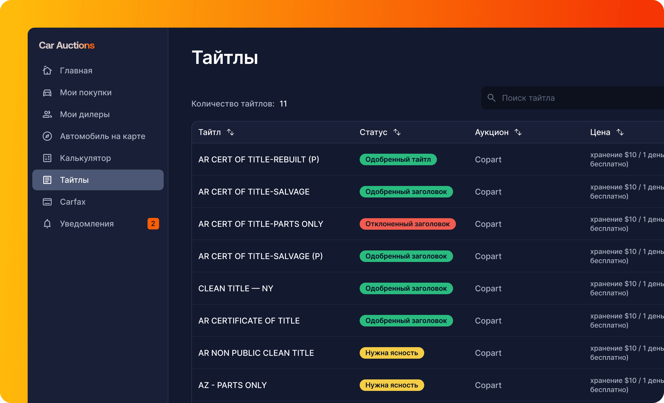 Тайтлы авто для ввоза в Украину