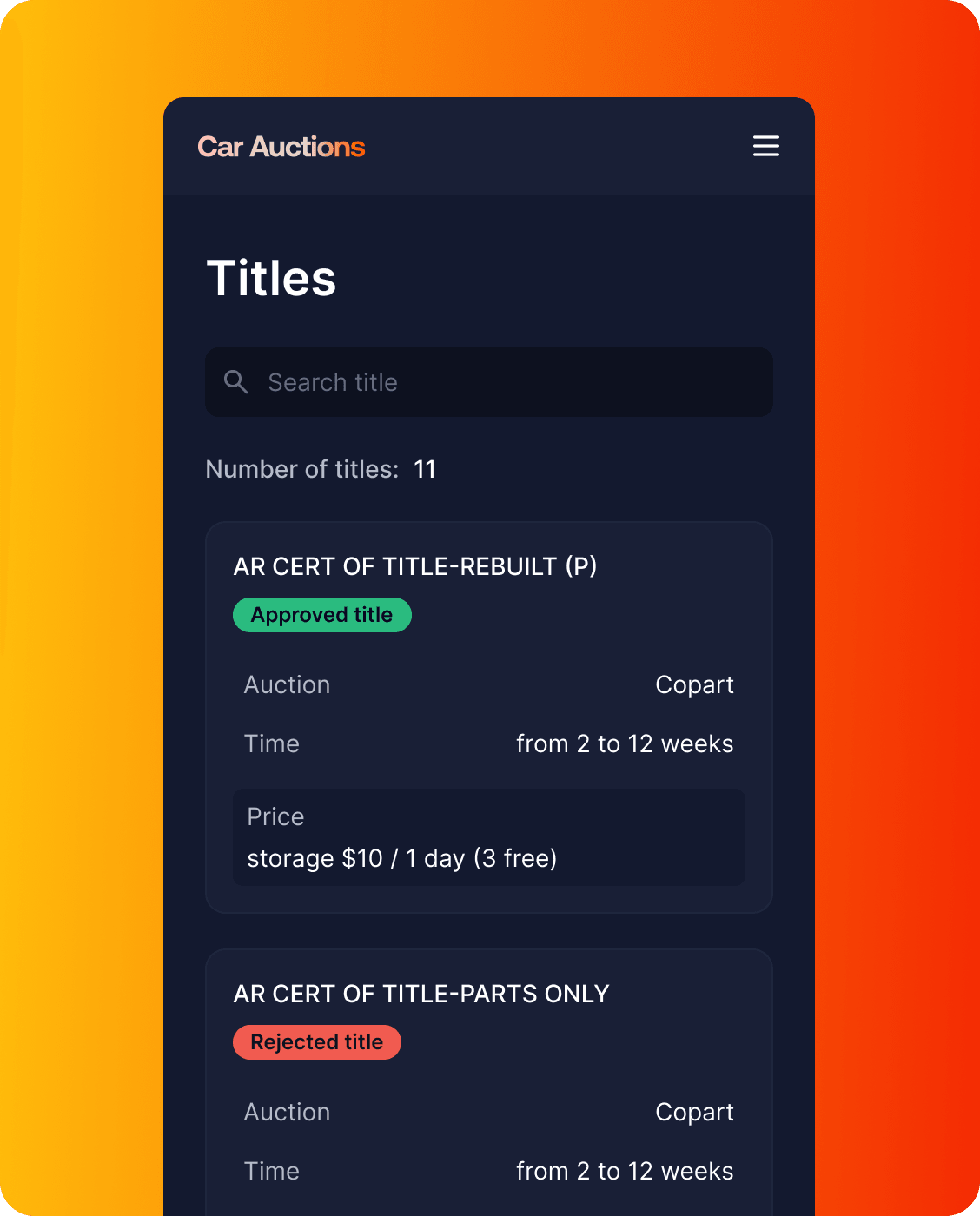 Car titles for import to Ukraine